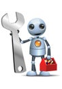 Little robot handy worker hold tools Royalty Free Stock Photo