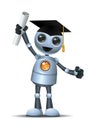 Little robot hold graduation certificate