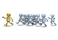 Little robot leading of running pack