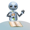 Little robot learning math on isolated white background Royalty Free Stock Photo