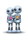 little robot romantic hugging in love