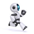 Little robot running isolated on white background, 3d rendering Royalty Free Stock Photo