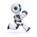 Little robot running isolated on white background, 3d rendering Royalty Free Stock Photo