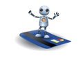 Little robot stand on credit card