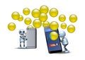 Little robot using new technology smart phone sharing mobile bubble data applications