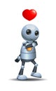 little robot walking in love feeling