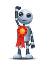 Little robot win wearing medal award