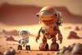 little robots on the planet mars illustration Generative AI