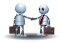 Little robots team business handshake image Royalty Free Stock Photo