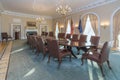 Little Rock, AR/USA - circa February 2016: Replica of White House's Conference Room in Bill Clinton Presidential Center Royalty Free Stock Photo