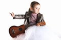 Little rock star toddler girl with ukulele Royalty Free Stock Photo