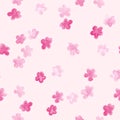 Little rosy flowers watercolor painting - hand drawn seamless pattern on pink background