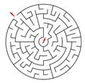 Little round vector labirinth. Vector easy black circle maze on white background. Good puzzle flat icon design. Royalty Free Stock Photo