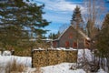 Little rural house in the canadian countryside in winter