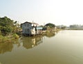 Little rural houses over water, Nam Sang Wai, HK Royalty Free Stock Photo