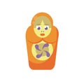 Little rusian doll wooden flat style