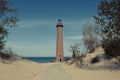 Little Sable Point Lighthouse in dunes, built in 1867 Royalty Free Stock Photo