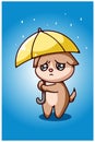 Little sad dog under the umbrella hand drawing Royalty Free Stock Photo