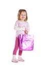 Little sad girl with shopping bag Royalty Free Stock Photo