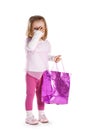 Little sad girl with shopping bag Royalty Free Stock Photo