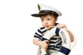 Little sailor keeps lifebuoy