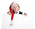 Little Santa helper with banner. Royalty Free Stock Photo