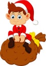 Little santa sitting on sack