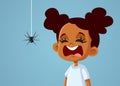 Little Scared African Girl Suffering from Arachnophobia