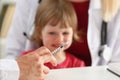 Little scared child at doctor reception Royalty Free Stock Photo