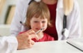 Little scared child at doctor reception Royalty Free Stock Photo