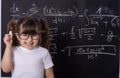 Little school girl in classroom. Clever kid Royalty Free Stock Photo