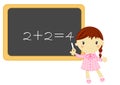 Little school girl during math lesson Royalty Free Stock Photo