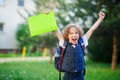 Little schoolboy angry. Royalty Free Stock Photo