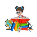 A little schoolgirl is reading a book Royalty Free Stock Photo