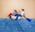 Little schoolkids on the sea Royalty Free Stock Photo