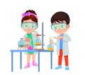 little scientist doing experiments and research Royalty Free Stock Photo