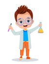 little scientist doing experiments and research Royalty Free Stock Photo