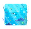 Little scuba diver with harpoon - vector cartoon illustration in flat design