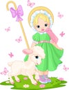 Little shepherdess with lamb