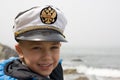 Little ship boy and the sea Royalty Free Stock Photo