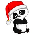 A little shy christmas panda. Panda baby, illustration panda, vector illustration.