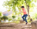 Little sibling boy sitting together in the park outdoor