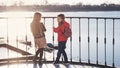 Little sisters on the pier Royalty Free Stock Photo