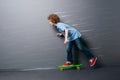 Little skateboarder is gaining speed