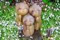 Little smile monk buddha statues in praying action Royalty Free Stock Photo