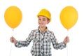 Little smiling builder in helmet