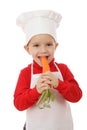 Little smiling chief-cooker with carrot