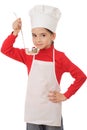 Little smiling chief-cooker with ladle