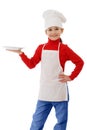 Little smiling cooker with empty dish Royalty Free Stock Photo