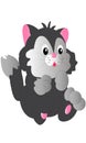 Little smiling cute playful grey kitten cartoon illustration Royalty Free Stock Photo